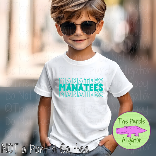 Manatees Block Party - The Stacked Series | Custom School & Mascot Spirit Wear Shirt | Personalized Fan Apparel 0126 TPA