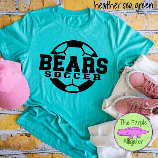 Bears Soccer SC9 Mascot School Spirit - CHOOSE YOUR DESIGN COLOR (d2f TPA)