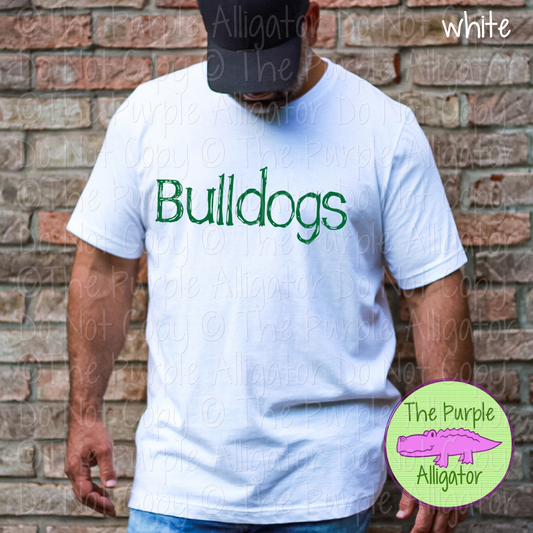 Bulldogs Distorted | Bold Brush Stroke Spirit Wear Design – Rough Distorted Mascot Style | CHOOSE YOUR TEXT COLOR - 0825 (d2f TPA)