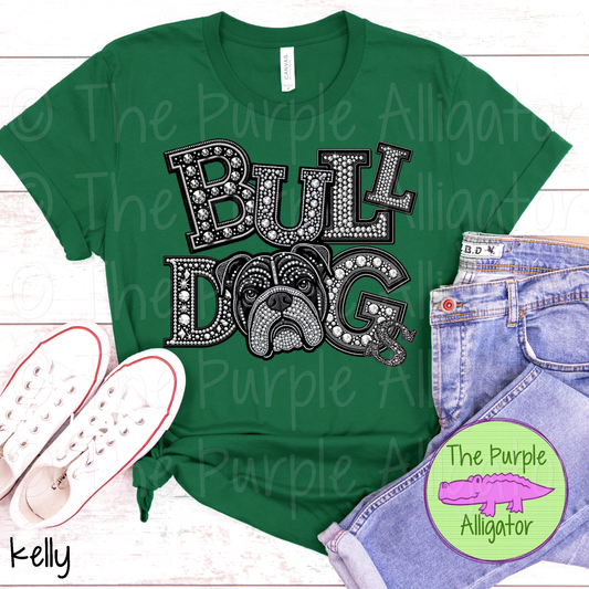 Bulldogs Faux Rhinestone Mascot School Spirit (d2f TED)