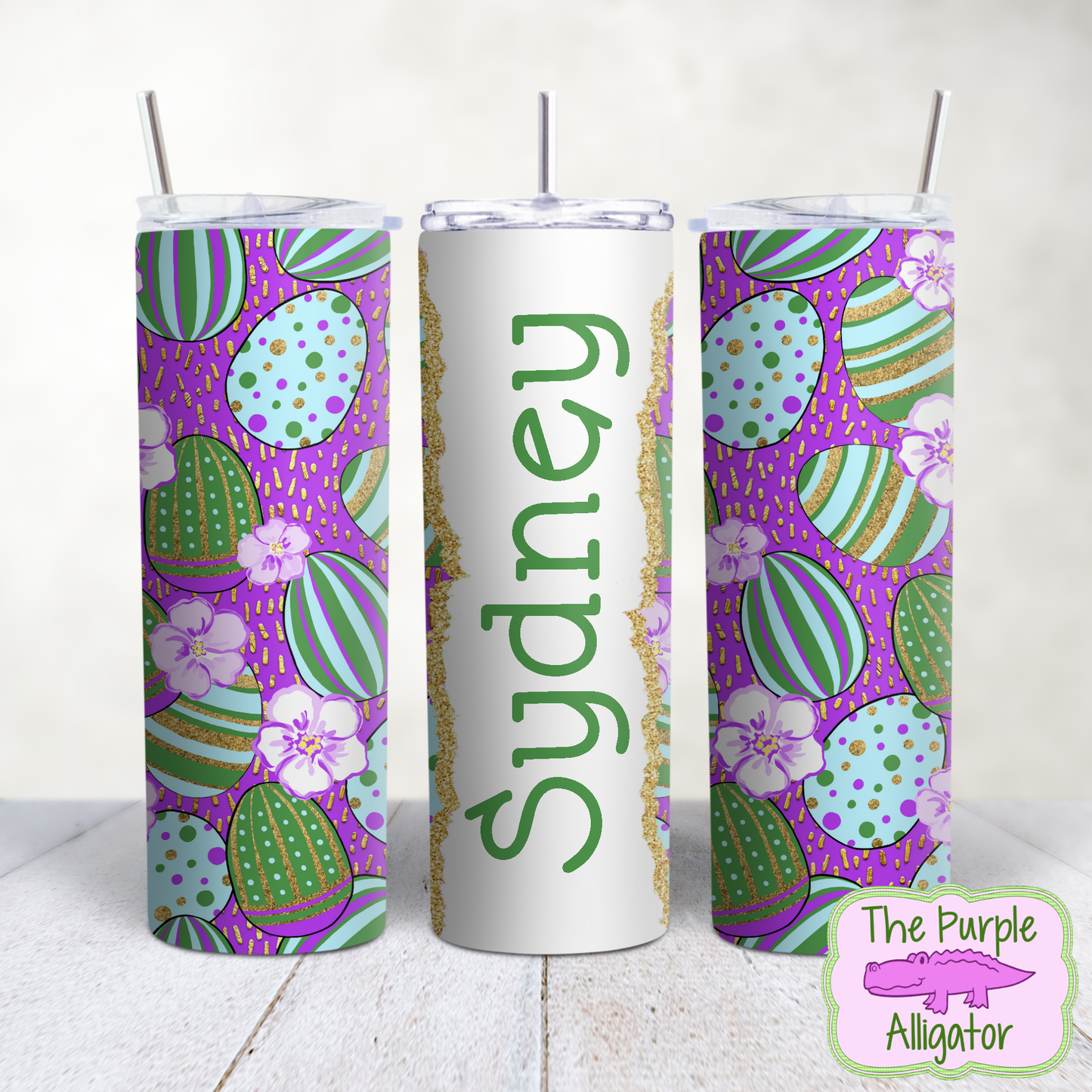Cactus Easter Eggs 235 Gold Glitter Name Personalized (TWD) 20oz Tumbler