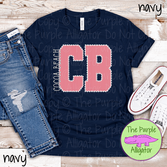 CB Cocoa Beach Seersucker & Lace – Custom School Initial Spirit Wear with Lace Detail 1026 TPA