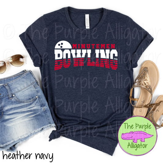 Minutemen Bowling SC4 Mascot School Spirit Wear Team Swag - CHOOSE YOUR DESIGN COLORS (d2f TPA)