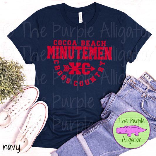 Cocoa Beach Minutemen Cross Country SC20 Mascot School Spirit Wear Team Swag - CHOOSE YOUR DESIGN COLOR (d2f TPA)