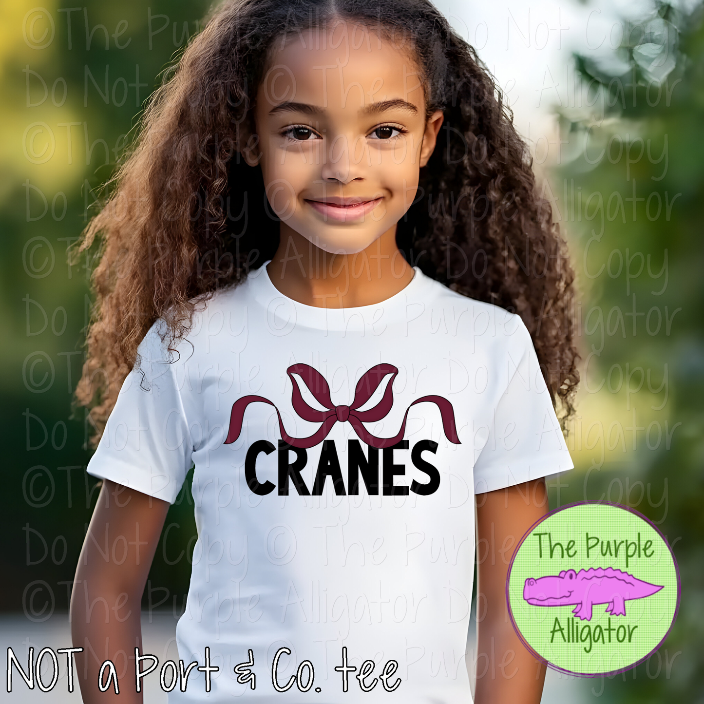 Cranes Coquette Bow Mascot – Custom School Spirit Wear Mascot Apparel 0225 TPA