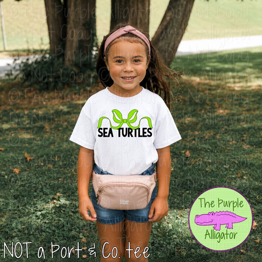 Sea Turtles Coquette Bow Mascot – Custom School Spirit Wear Mascot Apparel 0225 TPA