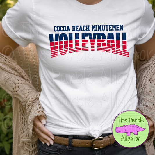 Cocoa Beach Minutemen Volleyball SC38 Mascot School Spirit - CHOOSE YOUR DESIGN COLORS (d2f TPA)