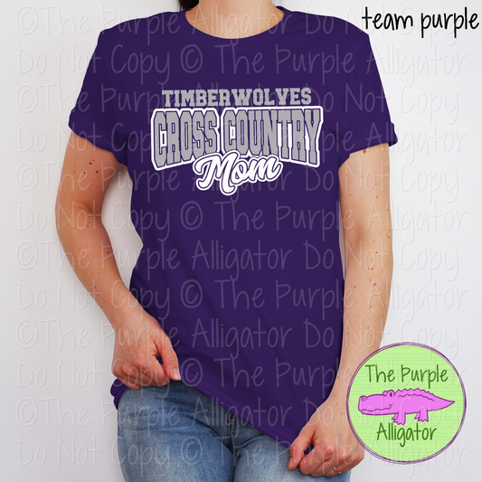 Timberwolves Cross Country Mom SC13 Mascot School Spirit Wear Team Gear - CHOOSE YOUR DESIGN COLORS - 0625 (d2f TPA)