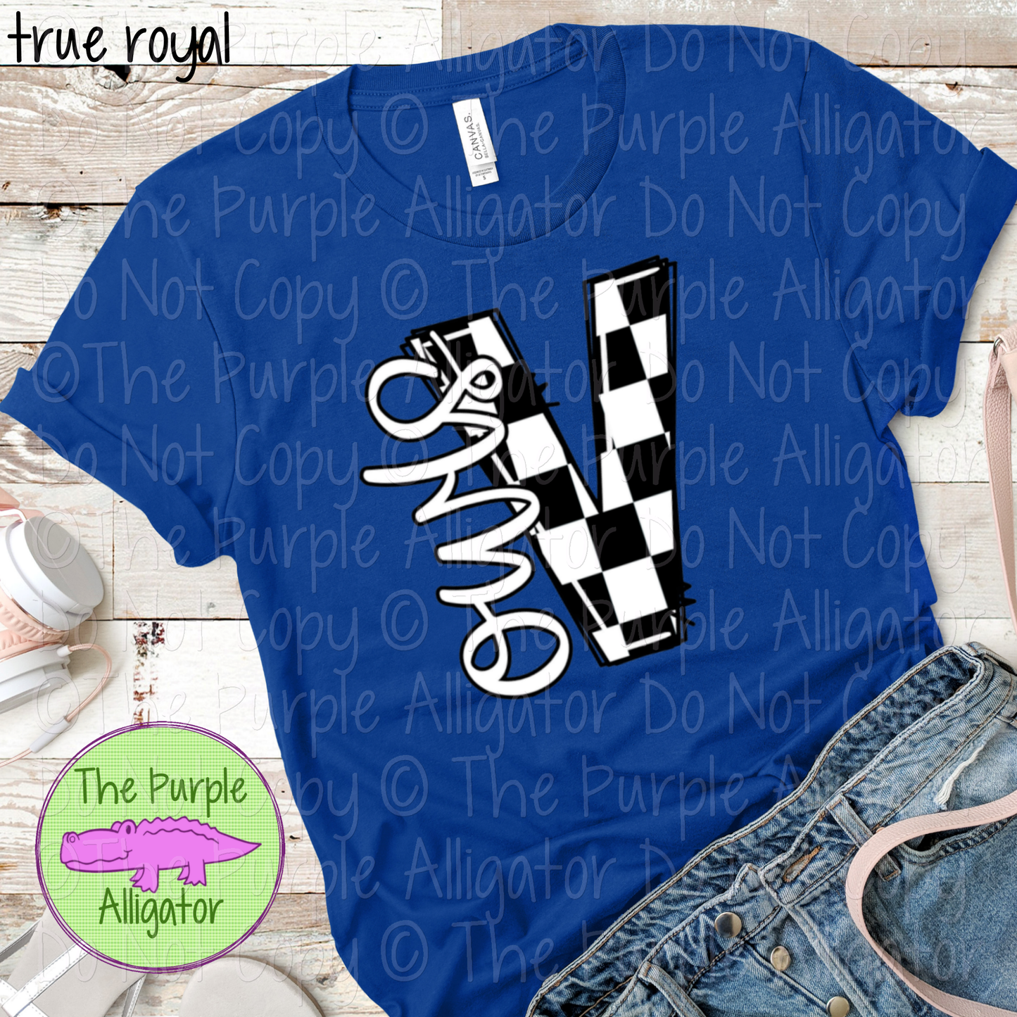 V Owls Check Initial Mascot School Spirit Wear 0225 (d2f TPA)