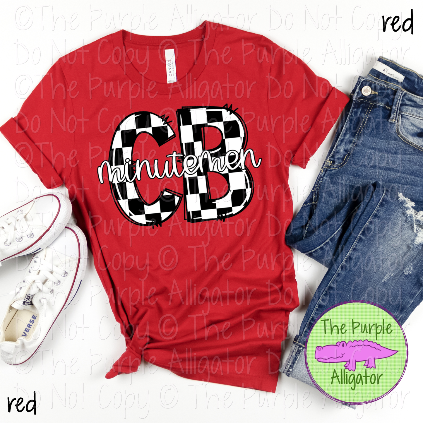 CB Minutemen Check Initial Mascot School Spirit Wear 0225 (d2f TPA)