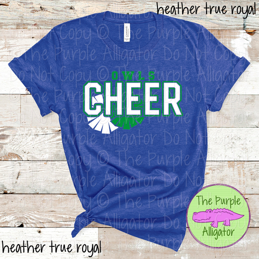 Owls Cheer SC34 Mascot School Spirit - CHOOSE YOUR DESIGN COLORS (d2f TPA)