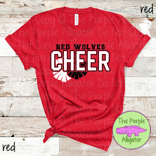 Red Wolves Cheer SC34 Mascot School Spirit - CHOOSE YOUR DESIGN COLORS - 0625 (d2f TPA)
