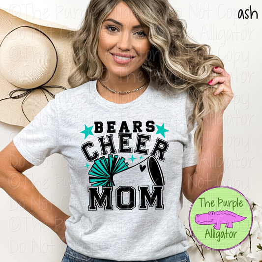 Bears Cheer Mom Varsity | School Spirit Design for Moms | Custom Mascot Cheerleading Apparel - CHOOSE YOUR DESIGN COLORS - 0725 (d2f TAS)