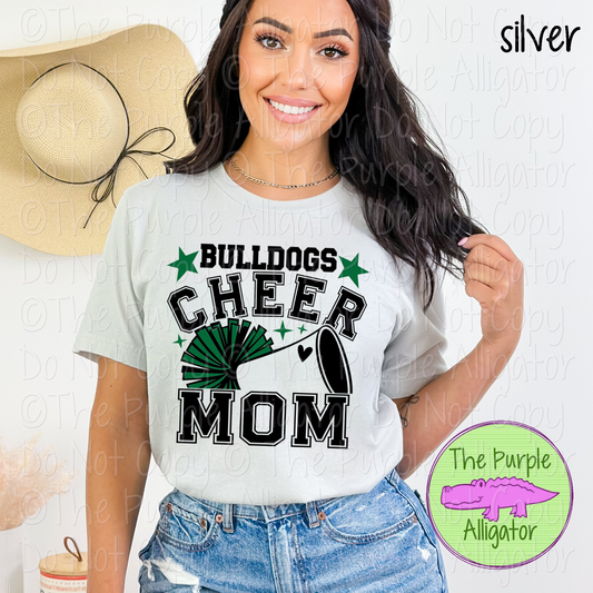 Bulldogs Cheer Mom Varsity | School Spirit Design for Moms | Custom Mascot Cheerleading Apparel - CHOOSE YOUR DESIGN COLORS - 0725 (d2f TAS)