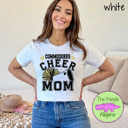 Commodores Cheer Mom Varsity | School Spirit Design for Moms | Custom Mascot Cheerleading Apparel - CHOOSE YOUR DESIGN COLORS - 0725 (d2f TAS)