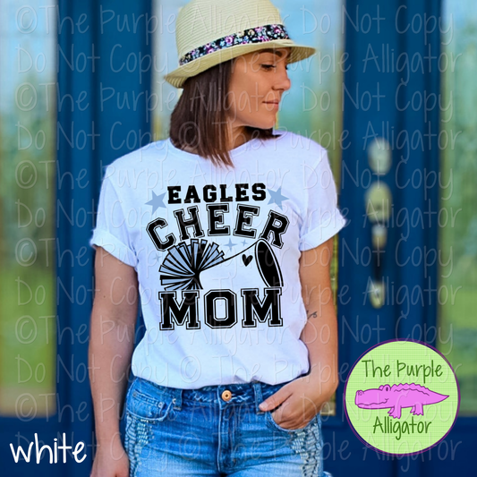 Eagles Cheer Mom Varsity | School Spirit Design for Moms | Custom Mascot Cheerleading Apparel - CHOOSE YOUR DESIGN COLORS - 0725 (d2f TAS)