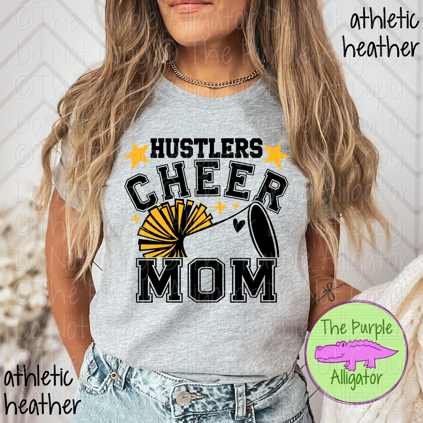 Hustlers Cheer Mom Varsity | School Spirit Design for Moms | Custom Mascot Cheerleading Apparel - CHOOSE YOUR DESIGN COLORS - 0725 (d2f TAS)