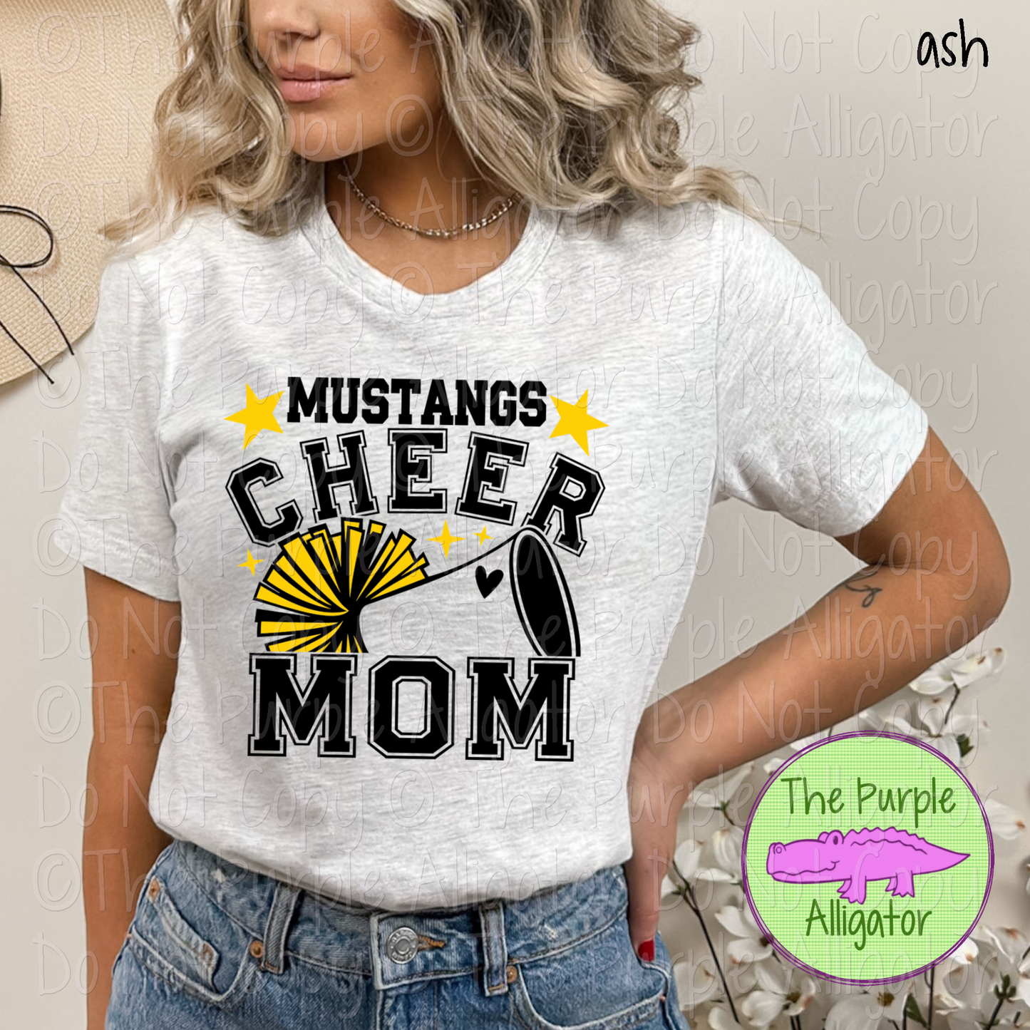 Mustangs Cheer Mom Varsity | School Spirit Design for Moms | Custom Mascot Cheerleading Apparel - CHOOSE YOUR DESIGN COLORS - 0725 (d2f TAS)