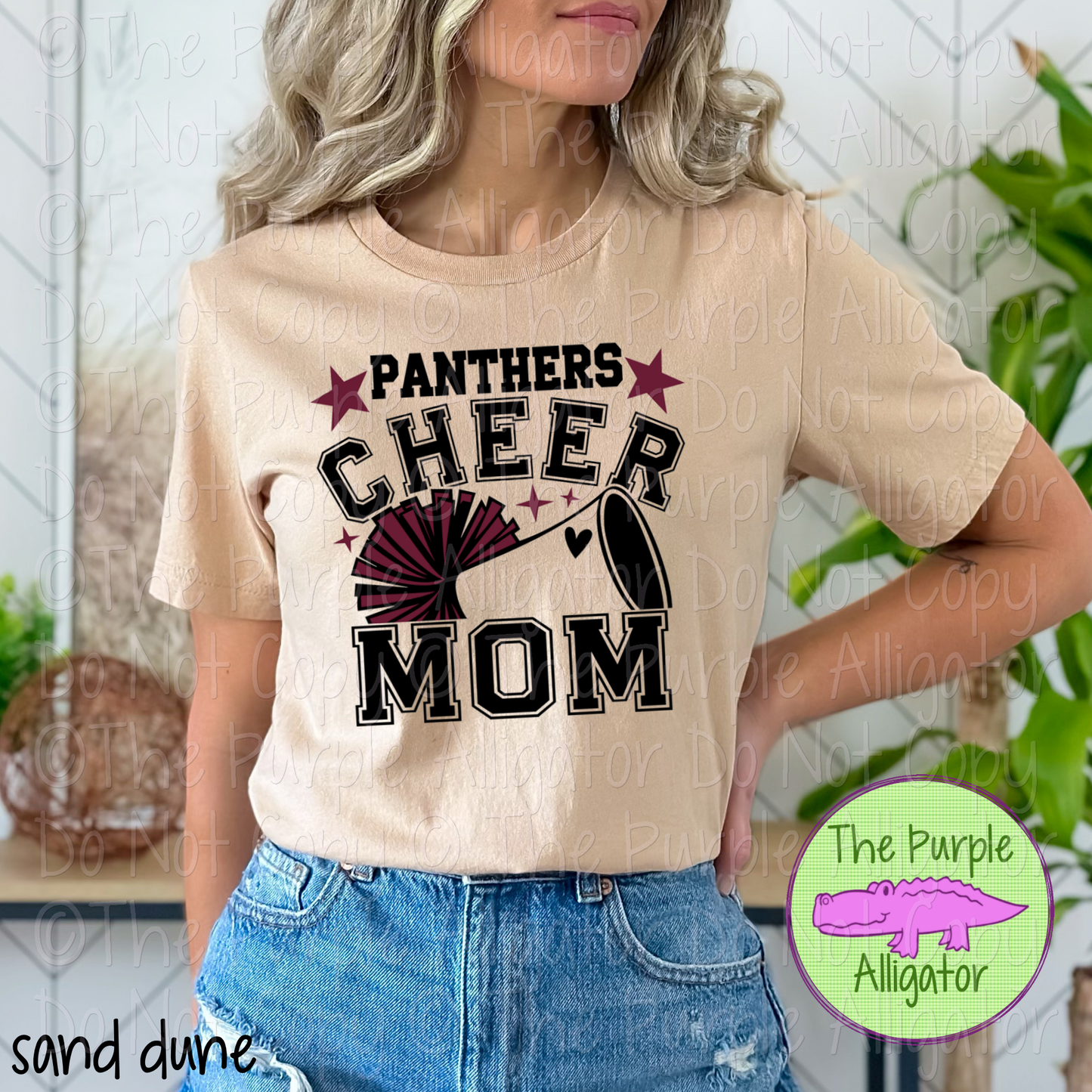 Panthers Cheer Mom Varsity | School Spirit Design for Moms | Custom Mascot Cheerleading Apparel - CHOOSE YOUR DESIGN COLORS - 0725 (d2f TAS)