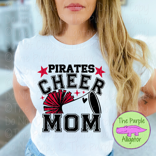 Pirates Cheer Mom Varsity | School Spirit Design for Moms | Custom Mascot Cheerleading Apparel - CHOOSE YOUR DESIGN COLORS - 0725 (d2f TAS)