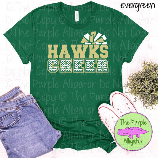 Hawks Cheer SC8 Mascot School Spirit - CHOOSE YOUR DESIGN COLORS - 0625 (d2f TPA)