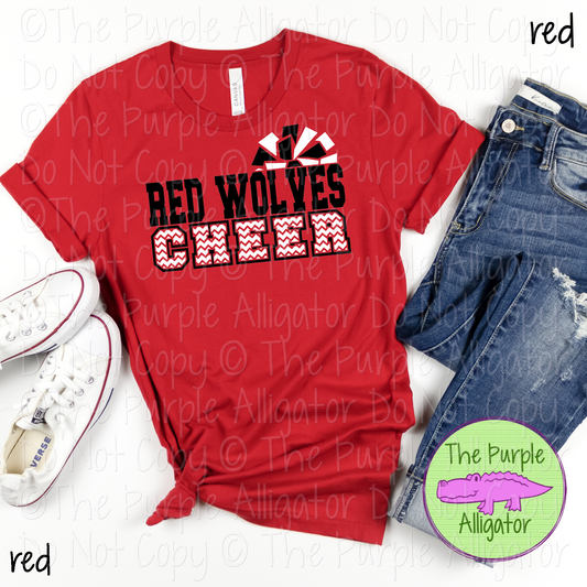 Red Wolves Cheer SC8 Mascot School Spirit - CHOOSE YOUR DESIGN COLORS - 0625 (d2f TPA)