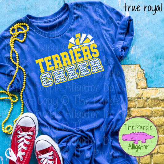 Terriers Cheer SC8 Mascot School Spirit - CHOOSE YOUR DESIGN COLORS - 0625 (d2f TPA)