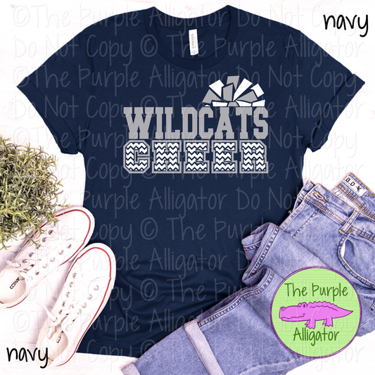 Wildcats Cheer SC8 Mascot School Spirit - CHOOSE YOUR DESIGN COLORS - 0625 (d2f TPA)