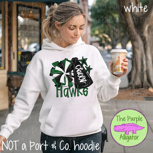 Hawks Cheer Pom Mascot School Spirit Wear Team Gear - CHOOSE YOUR DESIGN COLOR - 0425 (d2f SWD)