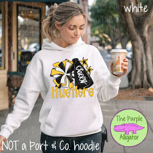 Hustlers Cheer Pom Mascot School Spirit Wear Team Gear - CHOOSE YOUR DESIGN COLOR - 0425 (d2f SWD)