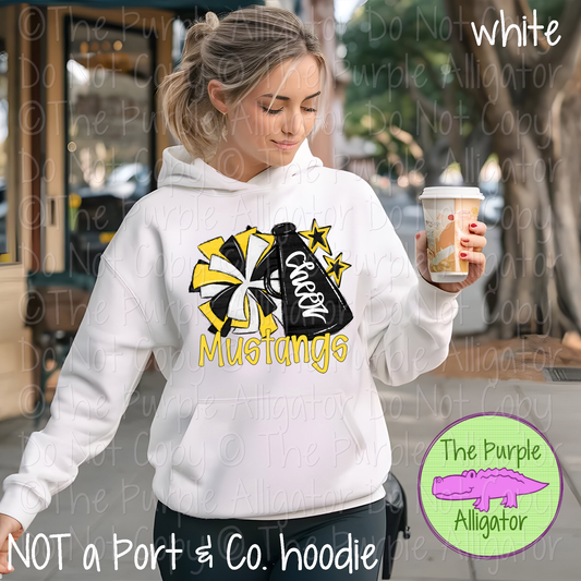 Mustangs Cheer Pom Mascot School Spirit Wear Team Gear - CHOOSE YOUR DESIGN COLOR - 0425 (d2f SWD)