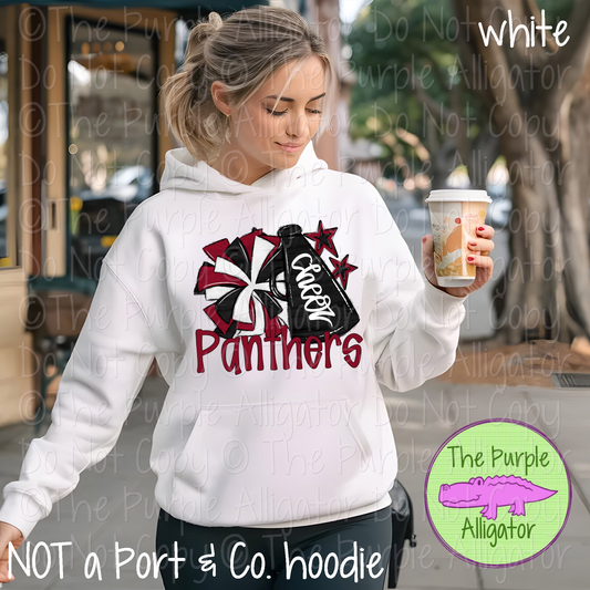 Panthers Cheer Pom Mascot School Spirit Wear Team Gear - CHOOSE YOUR DESIGN COLOR - 0425 (d2f SWD)