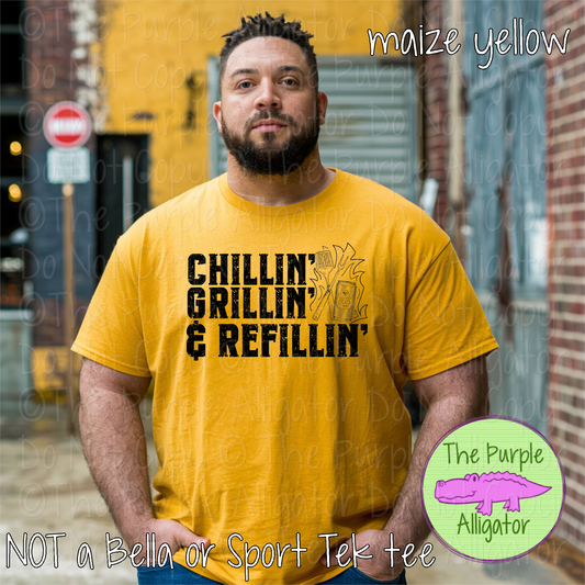 Chillin Grillin & Refillin – Funny BBQ Dad Grilling Beer Lover Fatherhood Apparel 0625 HMD