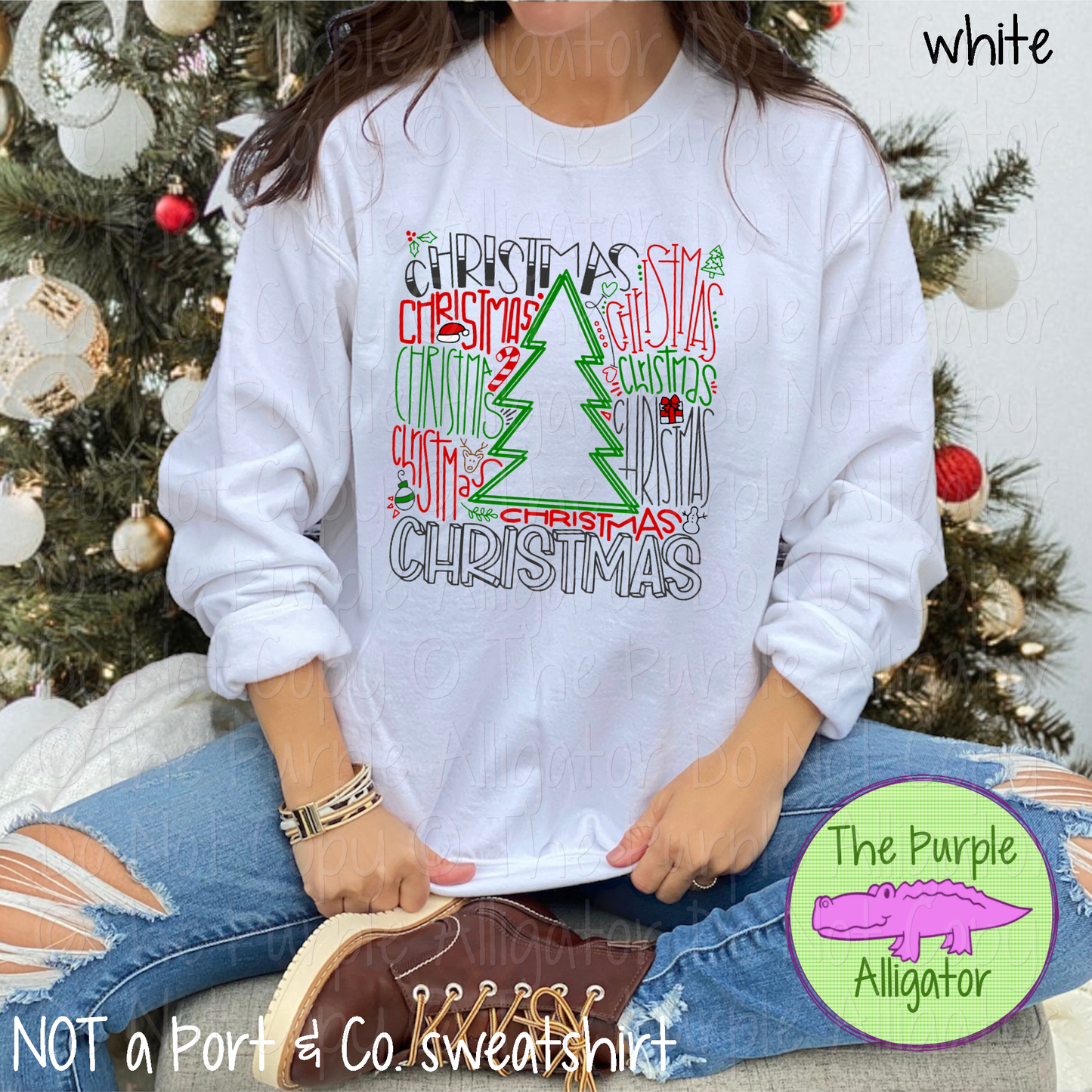 Christmas Tree Typography Shirt, Merry Christmas Word Art Apparel, Christmas Tree Word Collage Shirt, Holiday Apparel 1119 K