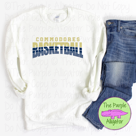 Commodores Basketball 40 - Vintage Arch Custom Basketball Spirit Wear Mascot Apparel 0624 TPA