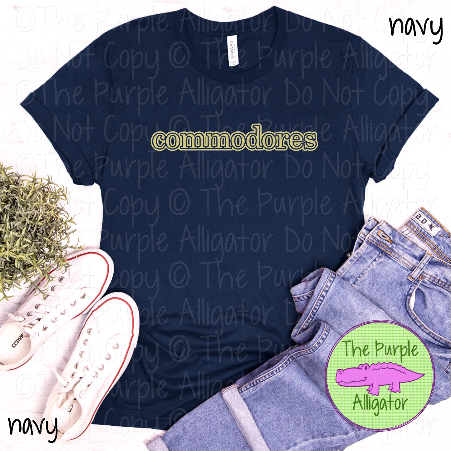 Commodores Legacy Outline - The Classic Series - Custom School & Mascot Spirit Wear Apparel 0626 TPA