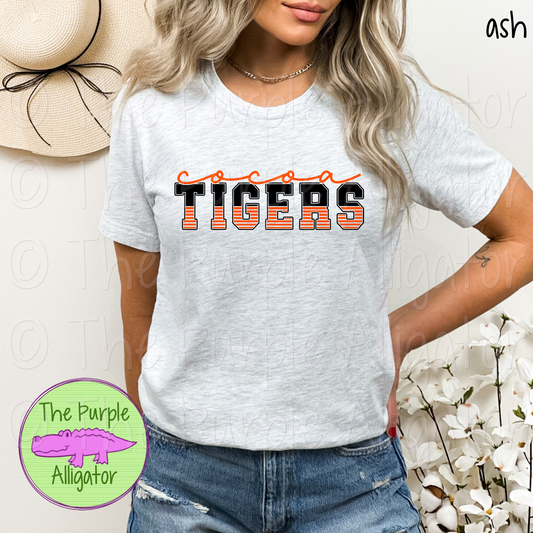 Cocoa Tigers Team Player Stripe Mascot School Spirit - CHOOSE YOUR DESIGN COLORS (d2f TPA)