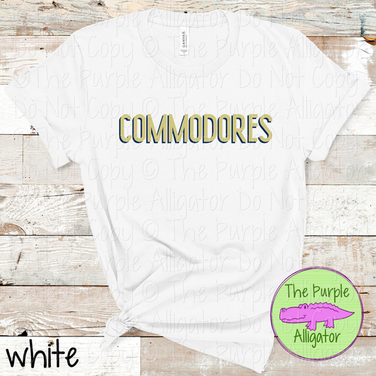 Commodores NF Two-Tone Offset Spirit Design | Bold Two-Color Offset Text Design | CHOOSE YOUR DESIGN COLORS 0825 (d2f TPA)