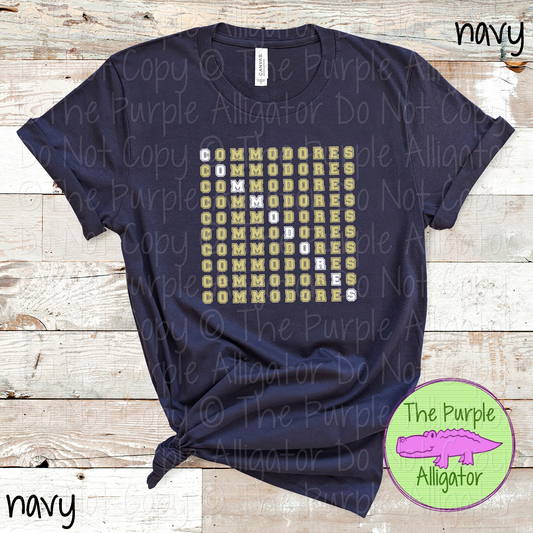 Commodores 2 Color Stack Design | Custom Spirit Wear for Teachers, Students & Fans - CHOOSE YOUR DESIGN COLORS - 0725 (d2f TPA)