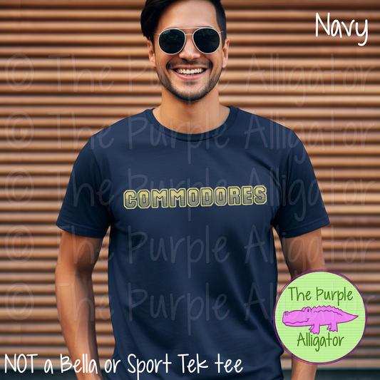 Commodores T401 | Varsity Letter Retro Spirit Wear - CHOOSE YOUR TEXT COLOR 0725 (d2f TPA)