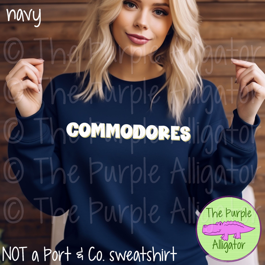 Commodores HG Mascot School Spirit CHOOSE YOUR DESIGN COLORS 1124 (d2f TPA)