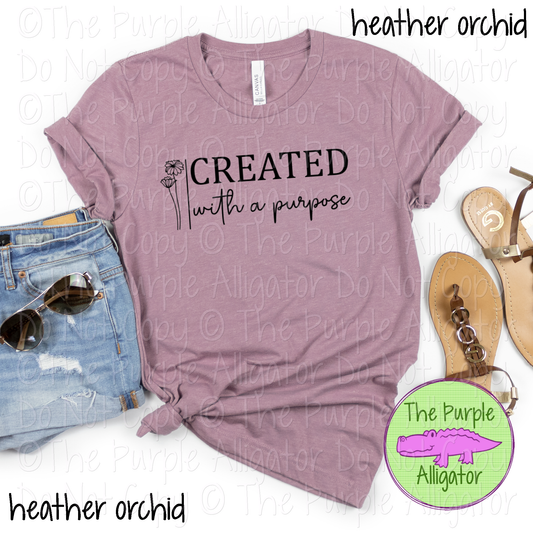 Created with a Purpose | Christian Faith Design - Inspirational Faith-Based Apparel for Women, Men & Youth - CHOOSE YOUR DESIGN COLOR (0824 RC)