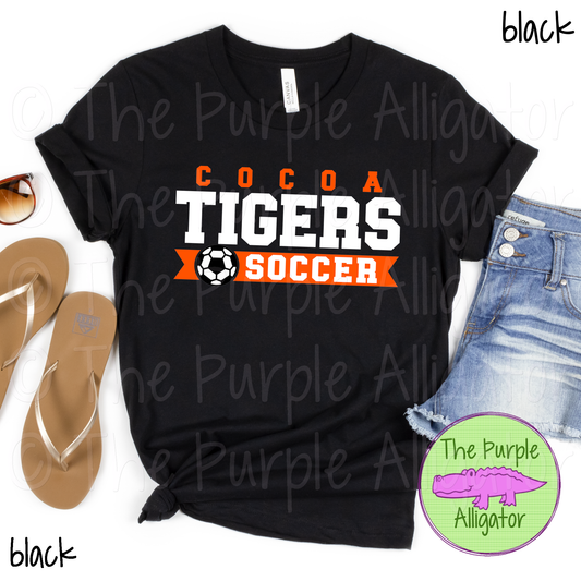 Cocoa Tigers Soccer SC6 Mascot School Spirit - CHOOSE YOUR DESIGN COLORS (d2f TPA)