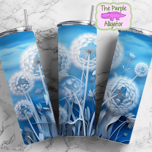 Dandelion Seeds 3D on Blue (TWD) 20oz Tumbler