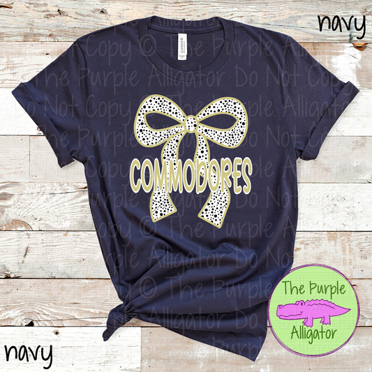 Commodores Dalmatian Bow - Custom Spirit Wear Mascot Apparel 0726 TPA