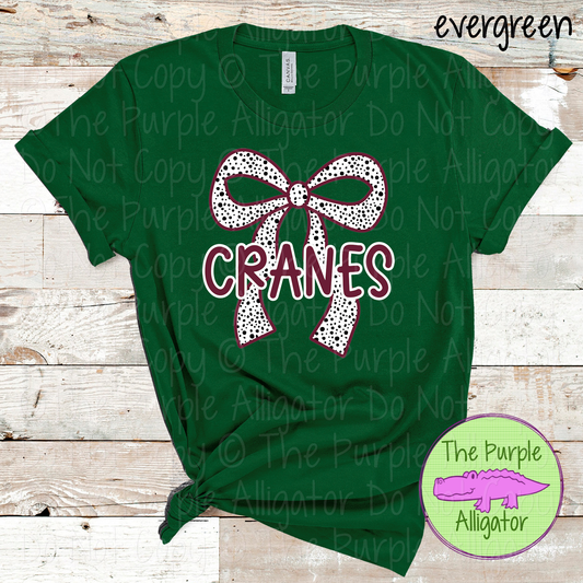 Cranes Dalmatian Bow - Custom Spirit Wear Mascot Apparel 0726 TPA