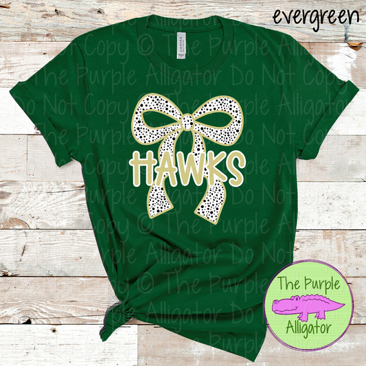 Hawks Dalmatian Bow - Custom Spirit Wear Mascot Apparel 0726 TPA