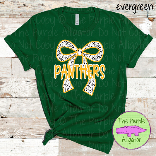 Panthers Dalmatian Bow - Custom Spirit Wear Mascot Apparel 0726 TPA