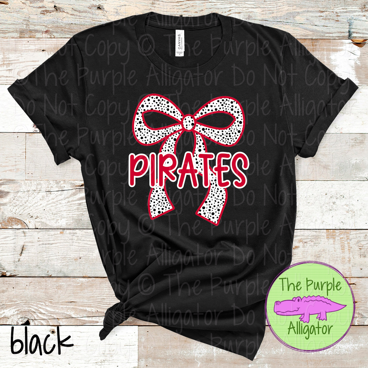 Pirates Dalmatian Bow - Custom Spirit Wear Mascot Apparel 0726 TPA