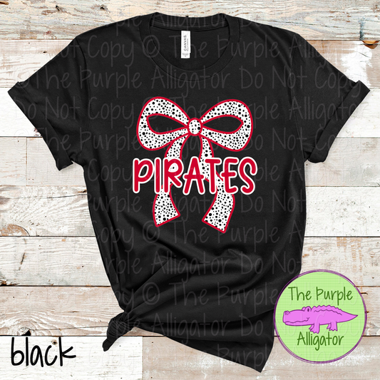Pirates Dalmatian Bow - Custom Spirit Wear Mascot Apparel 0726 TPA